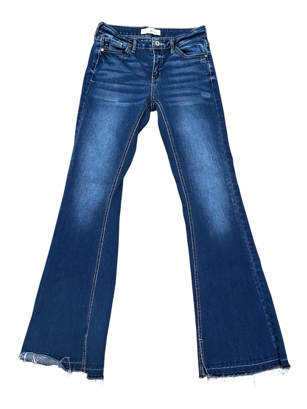 KANCAN Stretch Flare Jeans Raw Split Hem Size 7/27